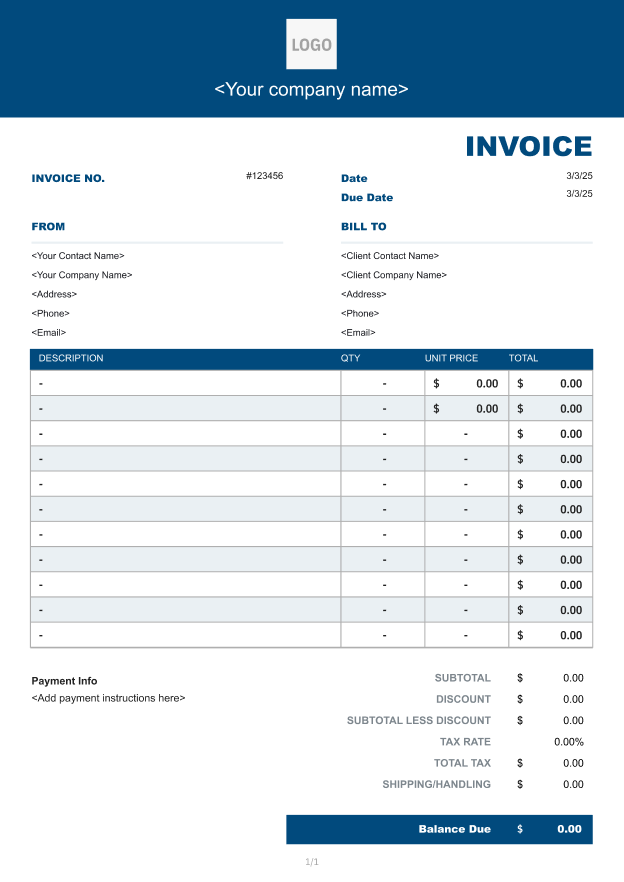 Simple Black Invoice Template